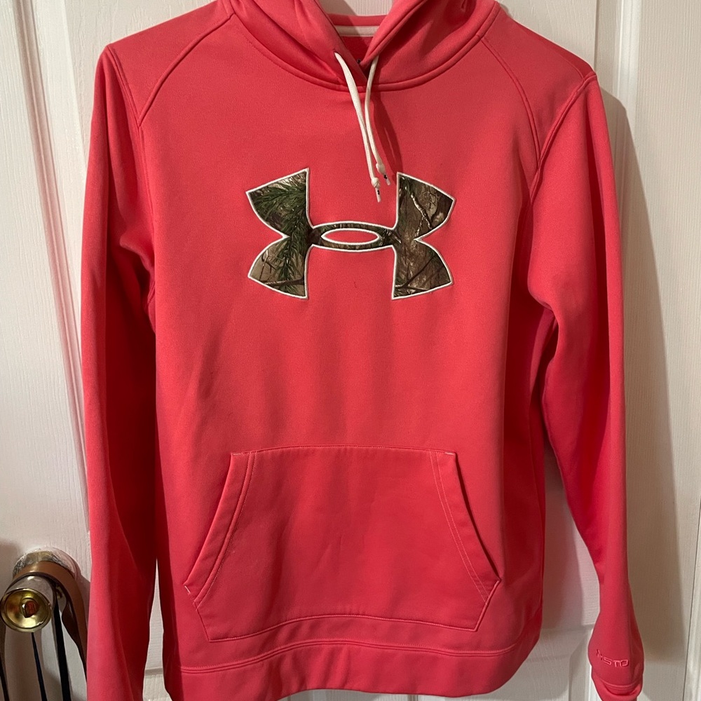 Under armour pink warm hooded sweatshirt